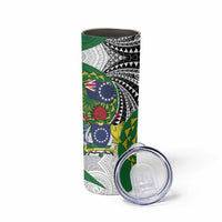 Cook Islands Independence Day Skinny Tumbler National Flag and Emblem with Tatau Tattoo LT03 - Polynesian Pride