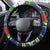 Cook Islands Independence Day Steering Wheel Cover National Flag and Emblem with Tatau Tattoo