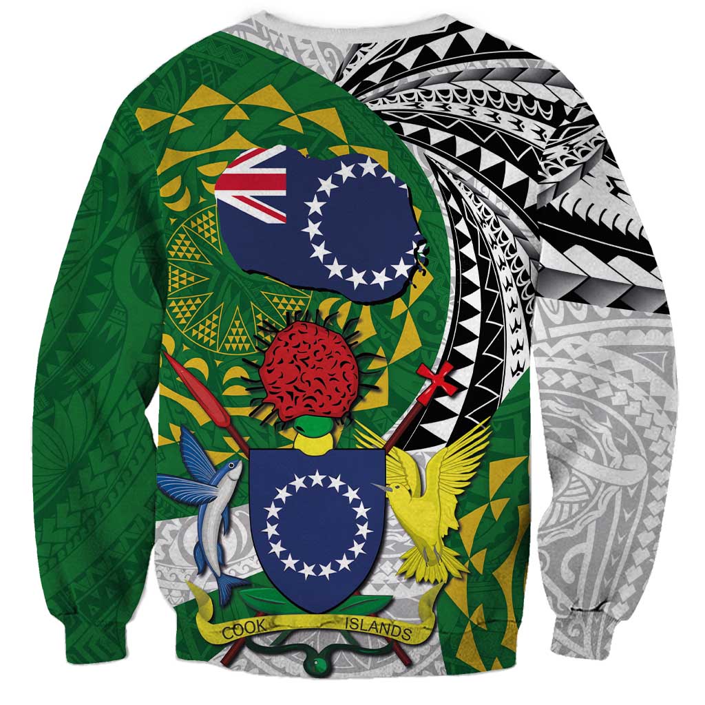 Cook Islands Independence Day Sweatshirt National Flag and Emblem with Tatau Tattoo