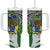 Cook Islands Independence Day Tumbler With Handle National Flag and Emblem with Tatau Tattoo