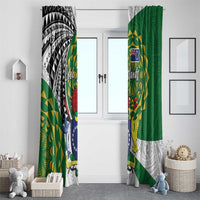 Cook Islands Independence Day Window Curtain National Flag and Emblem with Tatau Tattoo