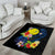 Palau Independence Day Area Rug Melanesian Tattoo with Hibiscus