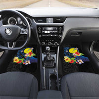 Palau Independence Day Car Mats Melanesian Tattoo with Hibiscus