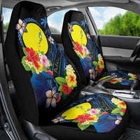 Palau Independence Day Car Seat Cover Melanesian Tattoo with Hibiscus
