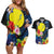 Palau Independence Day Couples Matching Off Shoulder Short Dress and Hawaiian Shirt Melanesian Tattoo with Hibiscus