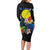 Palau Independence Day Family Matching Long Sleeve Bodycon Dress and Hawaiian Shirt Melanesian Tattoo with Hibiscus
