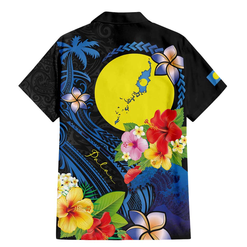 Palau Independence Day Family Matching Mermaid Dress and Hawaiian Shirt Melanesian Tattoo with Hibiscus