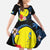 Palau Independence Day Family Matching Off The Shoulder Long Sleeve Dress and Hawaiian Shirt Melanesian Tattoo with Hibiscus
