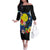 Palau Independence Day Family Matching Off The Shoulder Long Sleeve Dress and Hawaiian Shirt Melanesian Tattoo with Hibiscus