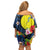 Palau Independence Day Family Matching Off Shoulder Short Dress and Hawaiian Shirt Melanesian Tattoo with Hibiscus