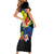 Palau Independence Day Family Matching Short Sleeve Bodycon Dress and Hawaiian Shirt Melanesian Tattoo with Hibiscus