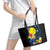 Palau Independence Day Leather Tote Bag Melanesian Tattoo with Hibiscus