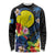 Palau Independence Day Long Sleeve Shirt Melanesian Tattoo with Hibiscus