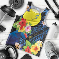 Palau Independence Day Men Tank Top Melanesian Tattoo with Hibiscus