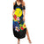 Palau Independence Day Summer Maxi Dress Melanesian Tattoo with Hibiscus