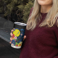 Palau Independence Day Tumbler Cup Melanesian Tattoo with Hibiscus