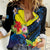 Palau Independence Day Women Casual Shirt Melanesian Tattoo with Hibiscus
