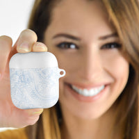 Hawaiian Turtles and Leis AirPods Case Tribal Kakau Pattern Airy White Blue Cloud Vibe