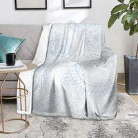 Hawaiian Turtles and Leis Blanket Tribal Kakau Pattern Airy White Blue Cloud Vibe