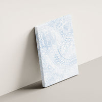 Hawaiian Turtles and Leis Canvas Wall Art Tribal Kakau Pattern Airy White Blue Cloud Vibe