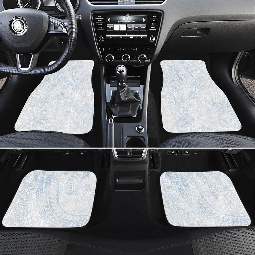 Hawaiian Turtles and Leis Car Mats Tribal Kakau Pattern Airy White Blue Cloud Vibe