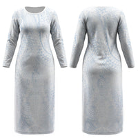 Hawaiian Turtles and Leis Couples Matching Long Sleeve Bodycon Dress and Long Sleeve Button Shirt Tribal Kakau Pattern Airy White Blue Cloud Vibe LT03 - Polynesian Pride