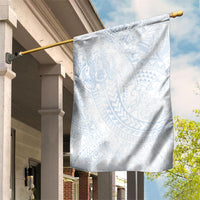 Hawaiian Turtles and Leis Garden Flag Tribal Kakau Pattern Airy White Blue Cloud Vibe