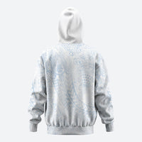 Hawaiian Turtles and Leis Hoodie Tribal Kakau Pattern Airy White Blue Cloud Vibe