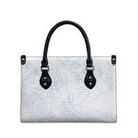 Hawaiian Turtles and Leis Leather Bag Tribal Kakau Pattern Airy White Blue Cloud Vibe