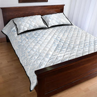 Hawaiian Turtles and Leis Quilt Bed Set Tribal Kakau Pattern Airy White Blue Cloud Vibe