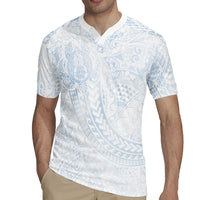 Hawaiian Turtles and Leis Rugby Jersey Tribal Kakau Pattern Airy White Blue Cloud Vibe