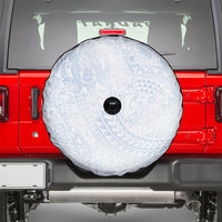 Hawaiian Turtles and Leis Spare Tire Cover Tribal Kakau Pattern Airy White Blue Cloud Vibe