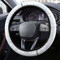 Hawaiian Turtles and Leis Steering Wheel Cover Tribal Kakau Pattern Airy White Blue Cloud Vibe