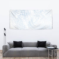 Hawaiian Turtles and Leis Tapestry Tribal Kakau Pattern Airy White Blue Cloud Vibe
