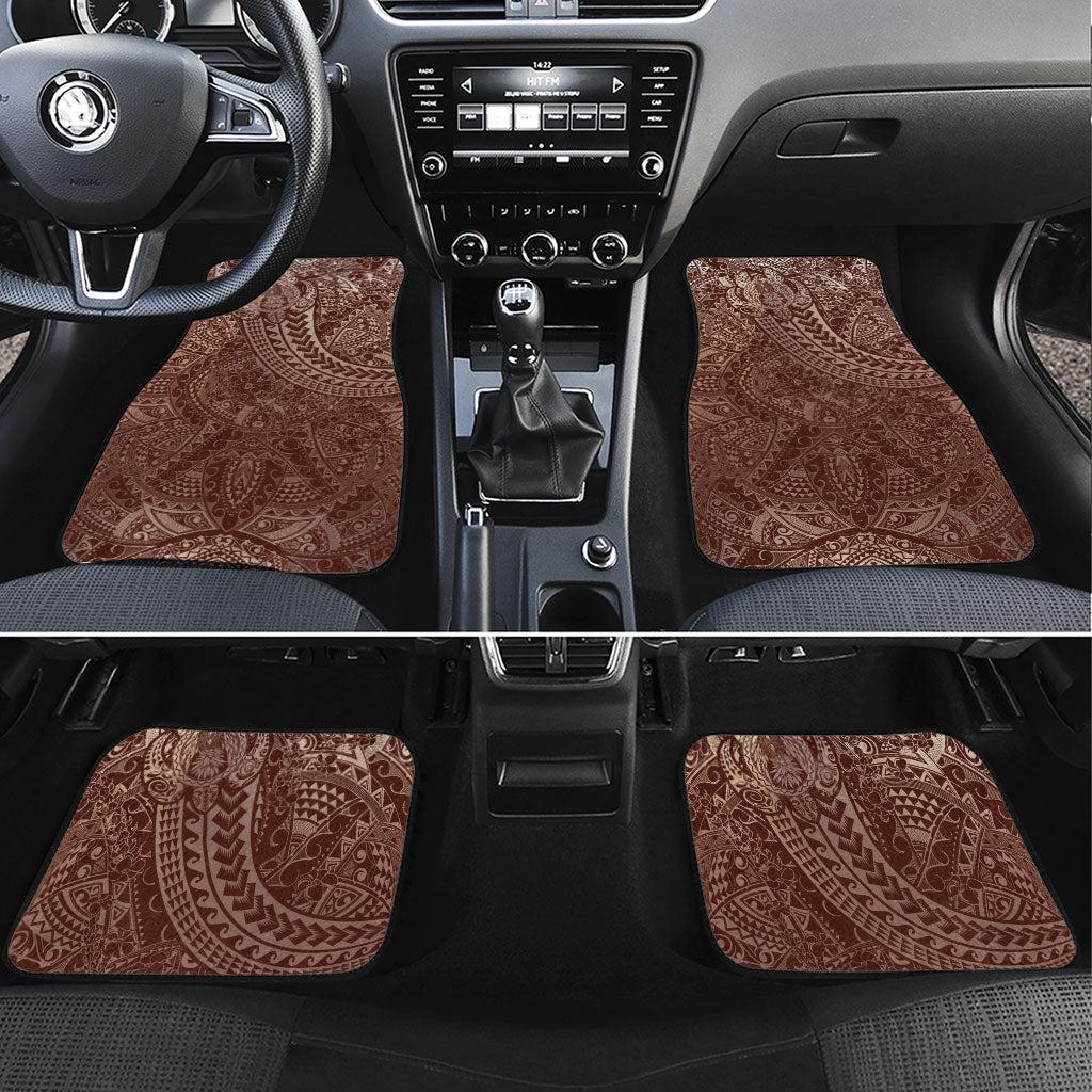Hawaiian Turtles and Leis Car Mats Tribal Kakau Pattern Mocha Mousse Color