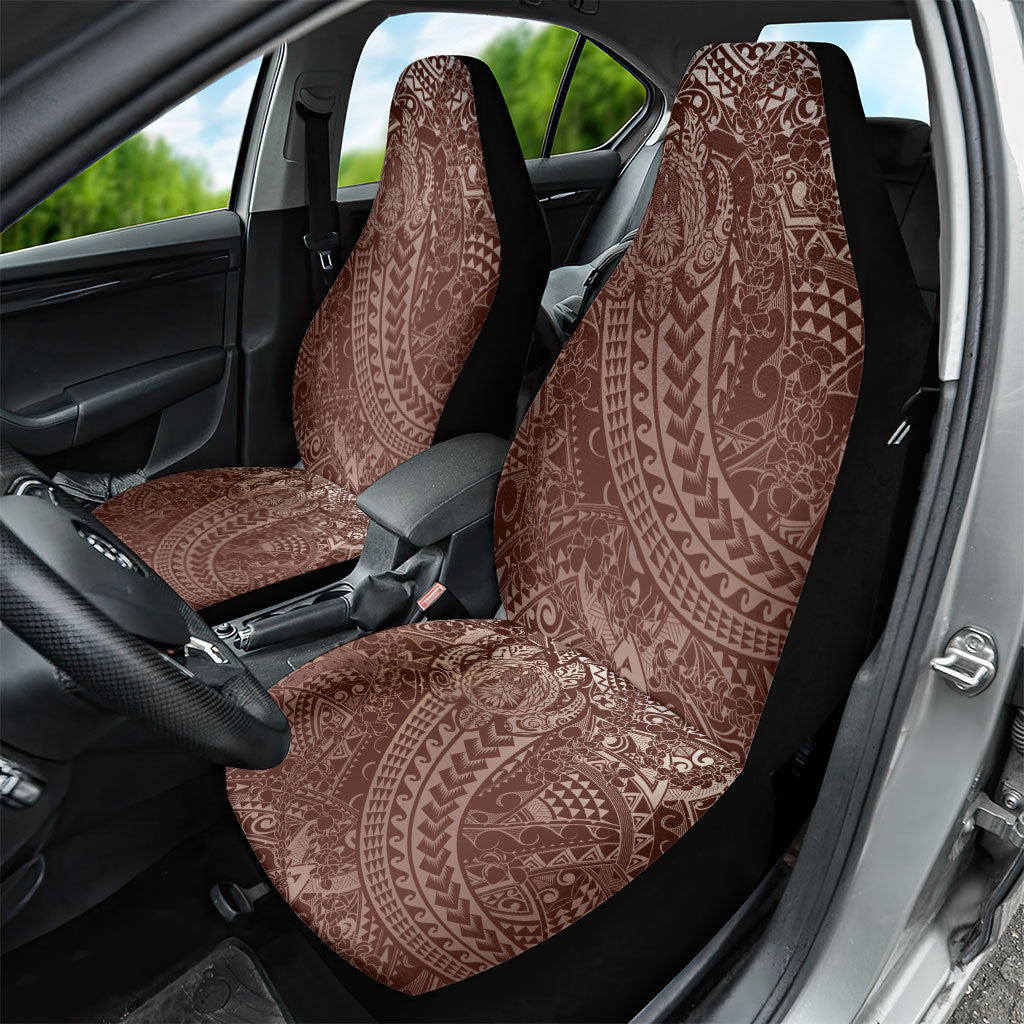 Hawaiian Turtles and Leis Car Seat Cover Tribal Kakau Pattern Mocha Mousse Color