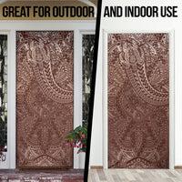 Hawaiian Turtles and Leis Door Cover Tribal Kakau Pattern Mocha Mousse Color