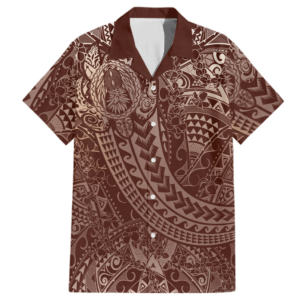 Hawaiian Turtles and Leis Family Matching Long Sleeve Bodycon Dress and Hawaiian Shirt Tribal Kakau Pattern Mocha Mousse Color