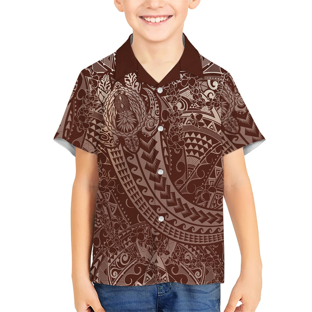 Hawaiian Turtles and Leis Family Matching Mermaid Dress and Hawaiian Shirt Tribal Kakau Pattern Mocha Mousse Color