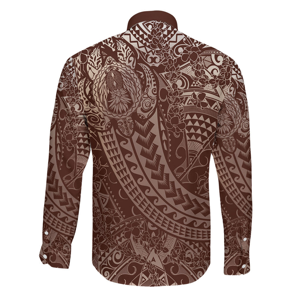 Hawaiian Turtles and Leis Family Matching Off Shoulder Maxi Dress and Hawaiian Shirt Tribal Kakau Pattern Mocha Mousse Color