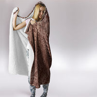 Hawaiian Turtles and Leis Hooded Blanket Tribal Kakau Pattern Mocha Mousse Color