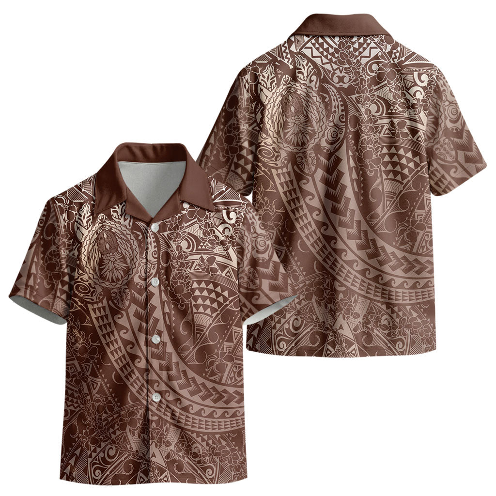 Hawaiian Turtles and Leis Kid Hawaiian Shirt Tribal Kakau Pattern Mocha Mousse Color LT03 - Polynesian Pride