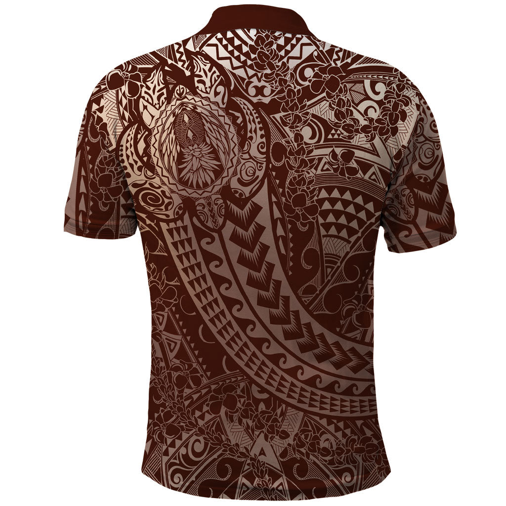 Hawaiian Turtles and Leis Polo Shirt Tribal Kakau Pattern Mocha Mousse Color