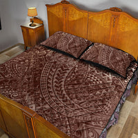 Hawaiian Turtles and Leis Quilt Bed Set Tribal Kakau Pattern Mocha Mousse Color