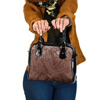 Hawaiian Turtles and Leis Shoulder Handbag Tribal Kakau Pattern Mocha Mousse Color