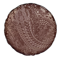 Hawaiian Turtles and Leis Spare Tire Cover Tribal Kakau Pattern Mocha Mousse Color
