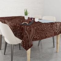 Hawaiian Turtles and Leis Tablecloth Tribal Kakau Pattern Mocha Mousse Color