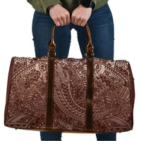 Hawaiian Turtles and Leis Travel Bag Tribal Kakau Pattern Mocha Mousse Color