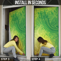 Hawaiian Turtles and Leis Door Cover Tribal Kakau Pattern Fresh Summer Vibe
