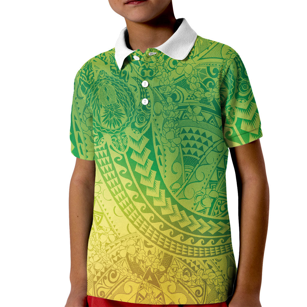 Hawaiian Turtles and Leis Kid Polo Shirt Tribal Kakau Pattern Fresh Summer Vibe